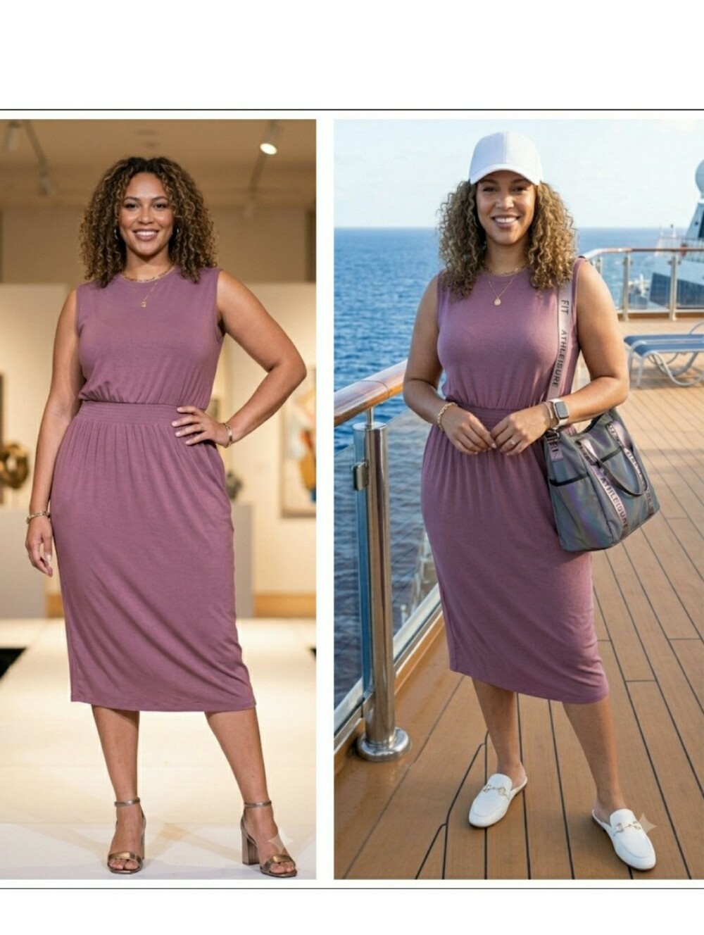 Athleta Mauve Sleeveless Midi Dress